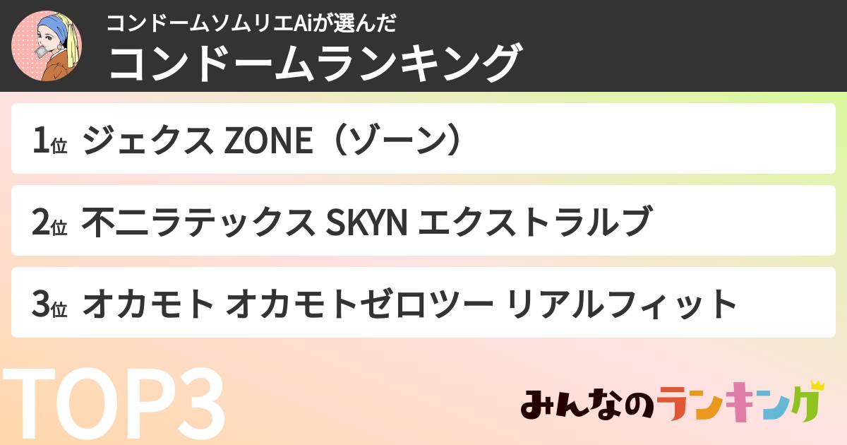 コンドームソムリエAiさんの「コンドームランキング」