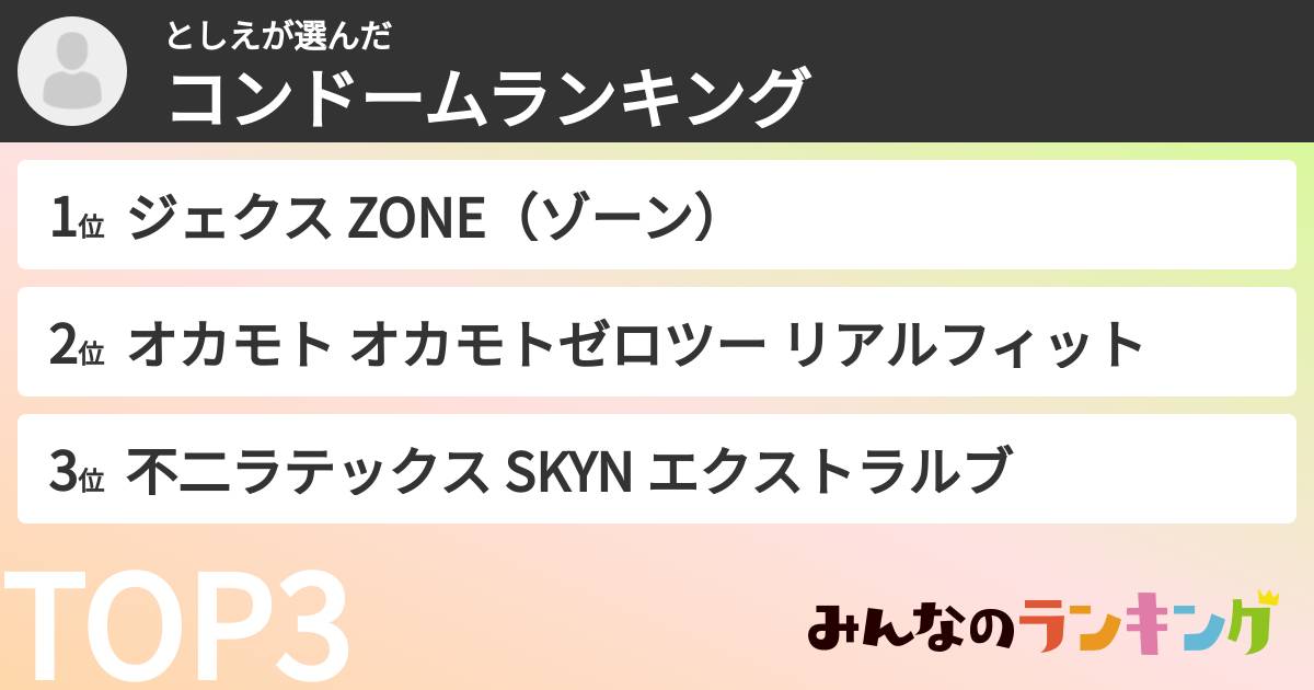 としえさんの「コンドームランキング」
