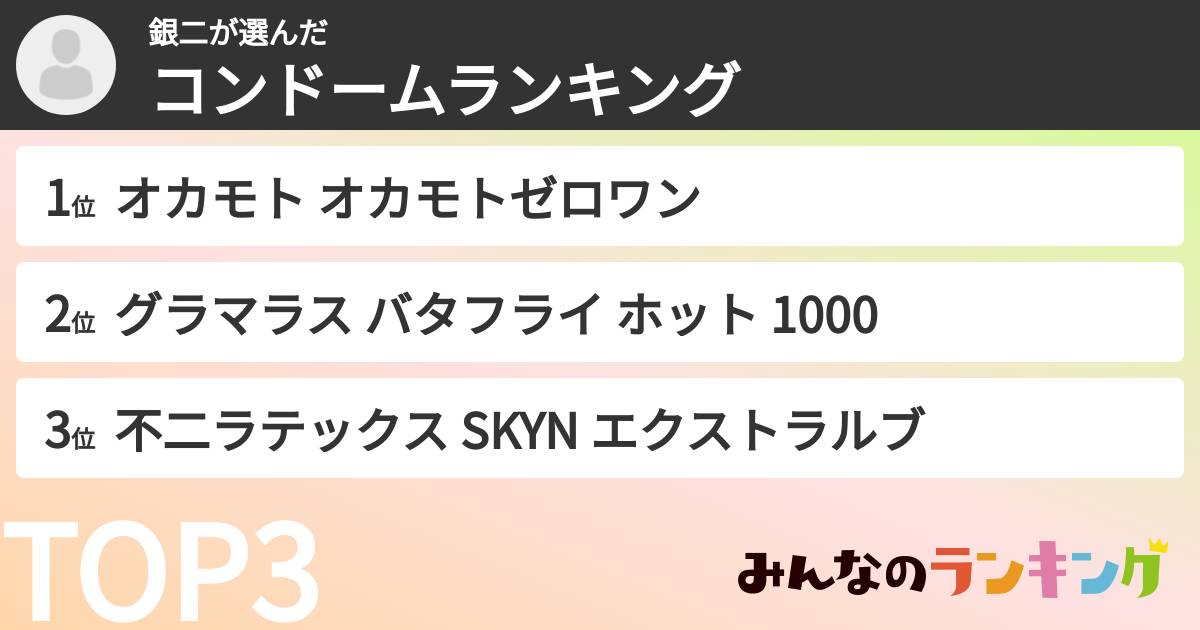 銀二さんの「コンドームランキング」