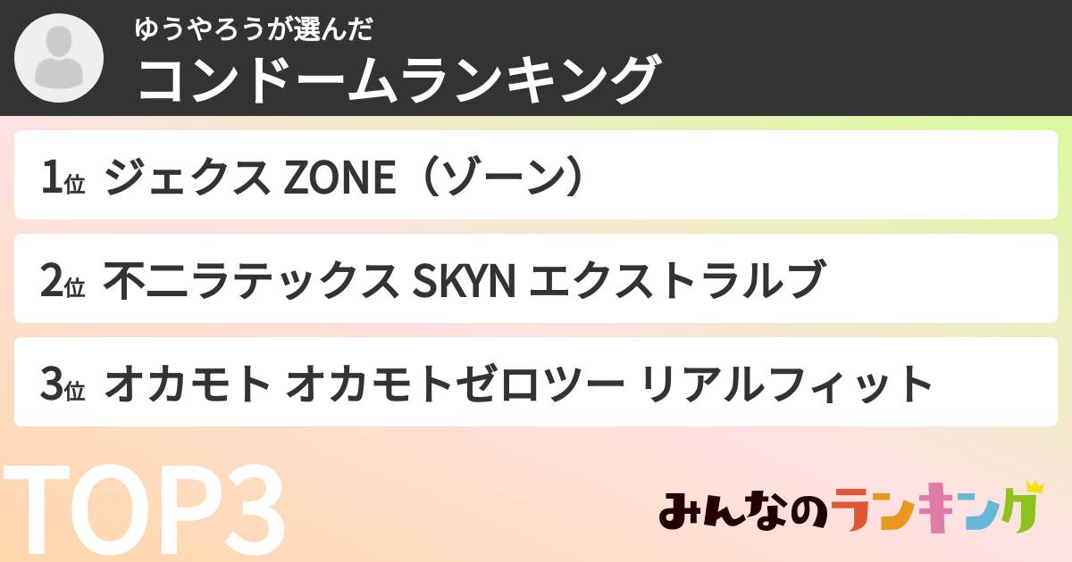 ゆうやろうさんの「コンドームランキング」