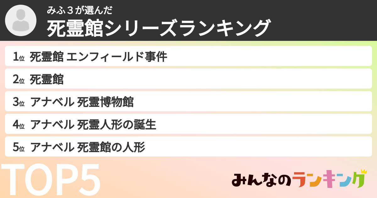 みふ3さんの「死霊館シリーズランキング」