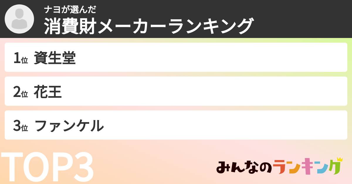 ナヨさんの「消費財メーカーランキング」