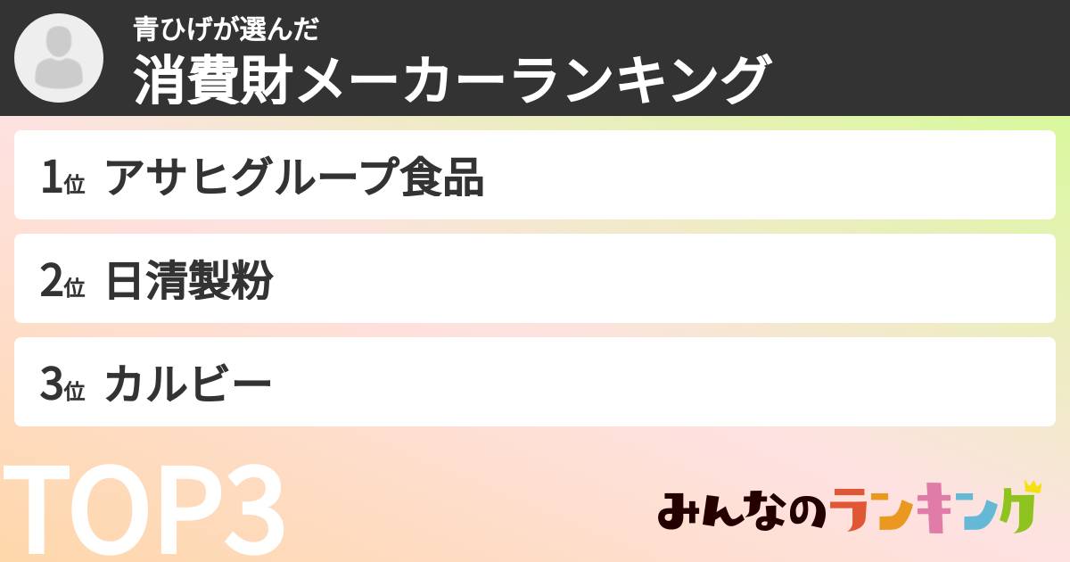 青ひげさんの「消費財メーカーランキング」