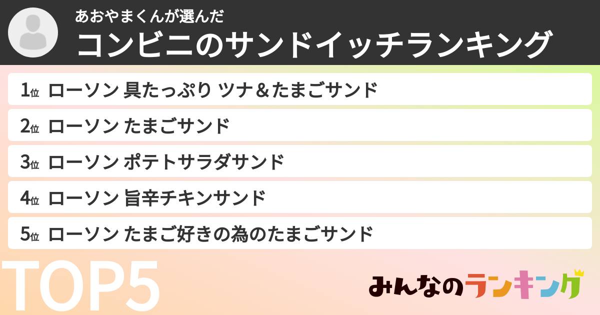 あおやまくんさんの「コンビニのサンドイッチランキング」