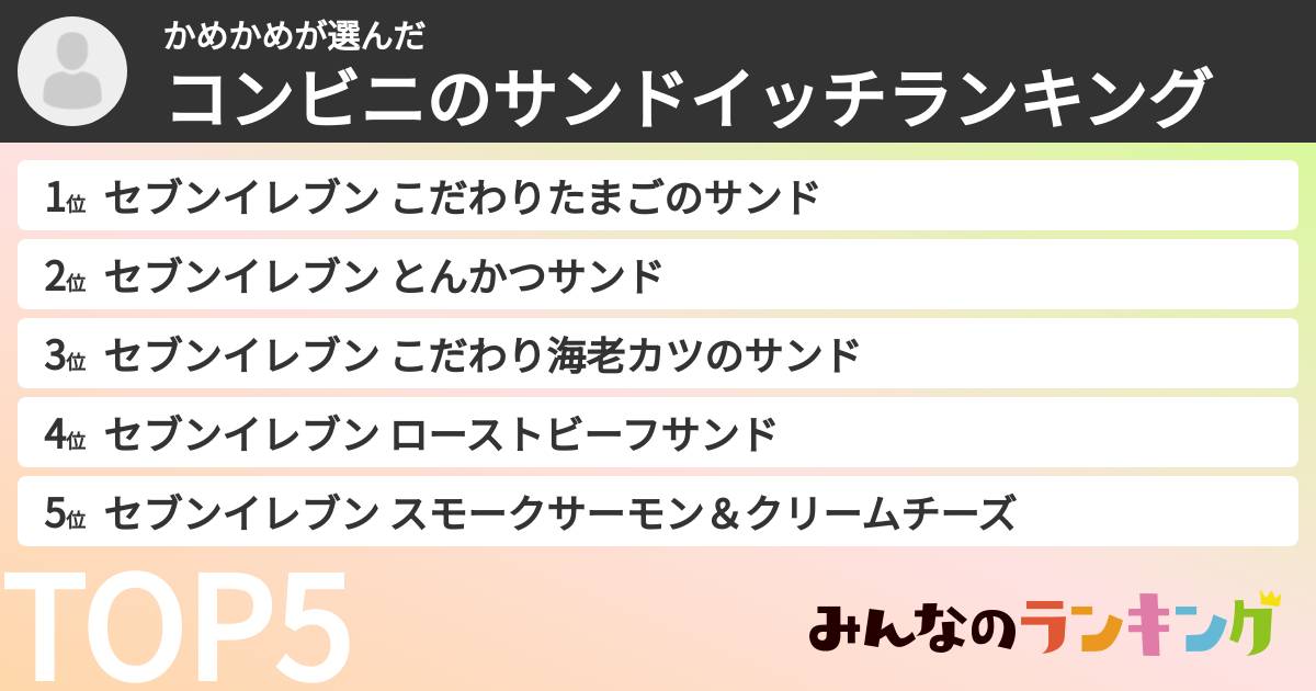 かめかめさんの「コンビニのサンドイッチランキング」
