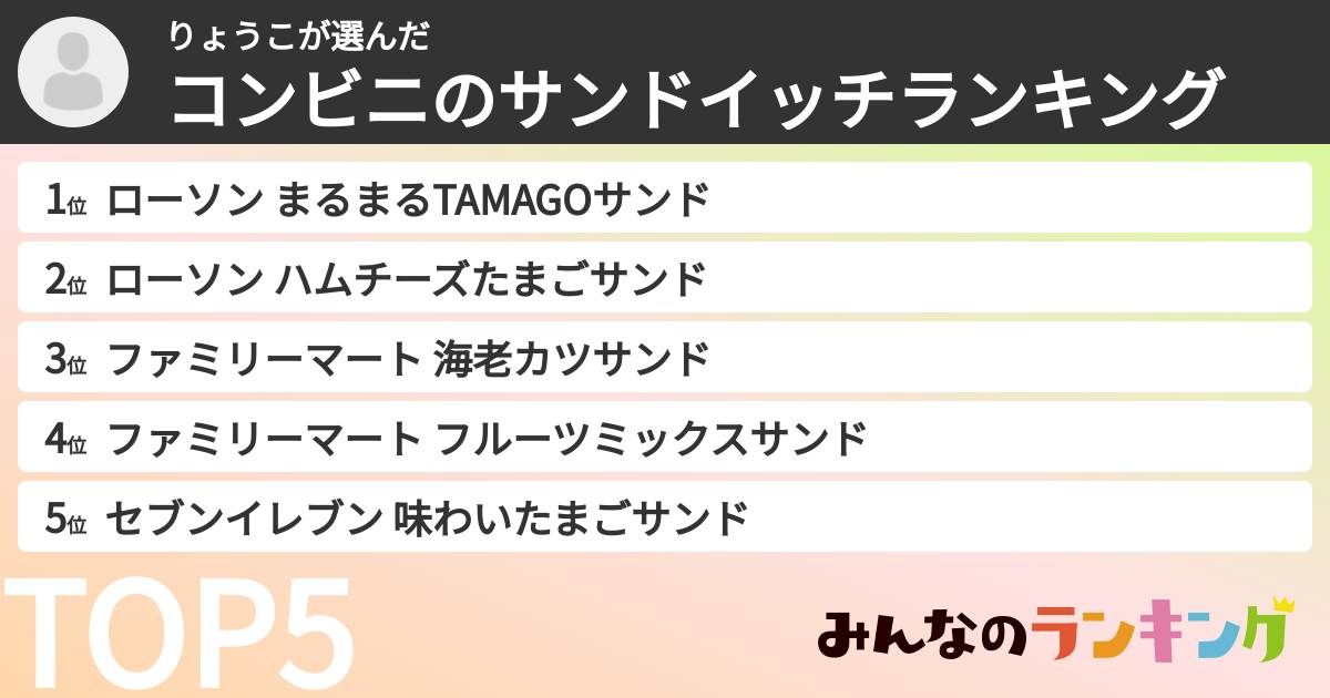 りょうこさんの「コンビニのサンドイッチランキング」
