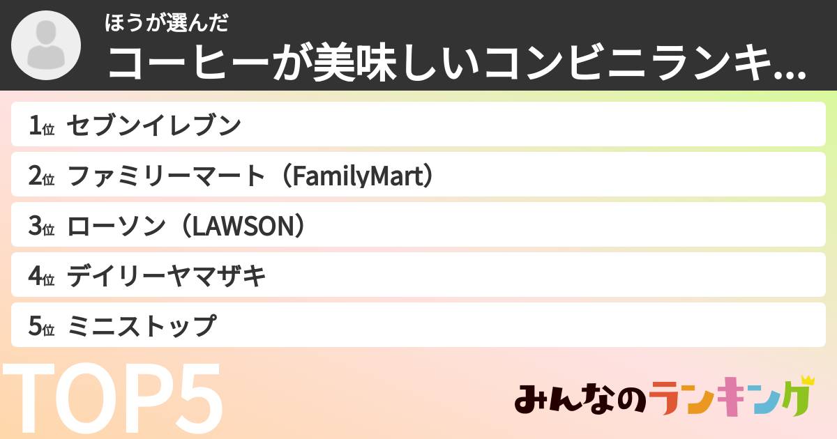 ほうさんの「コーヒーが美味しいコンビニランキング」