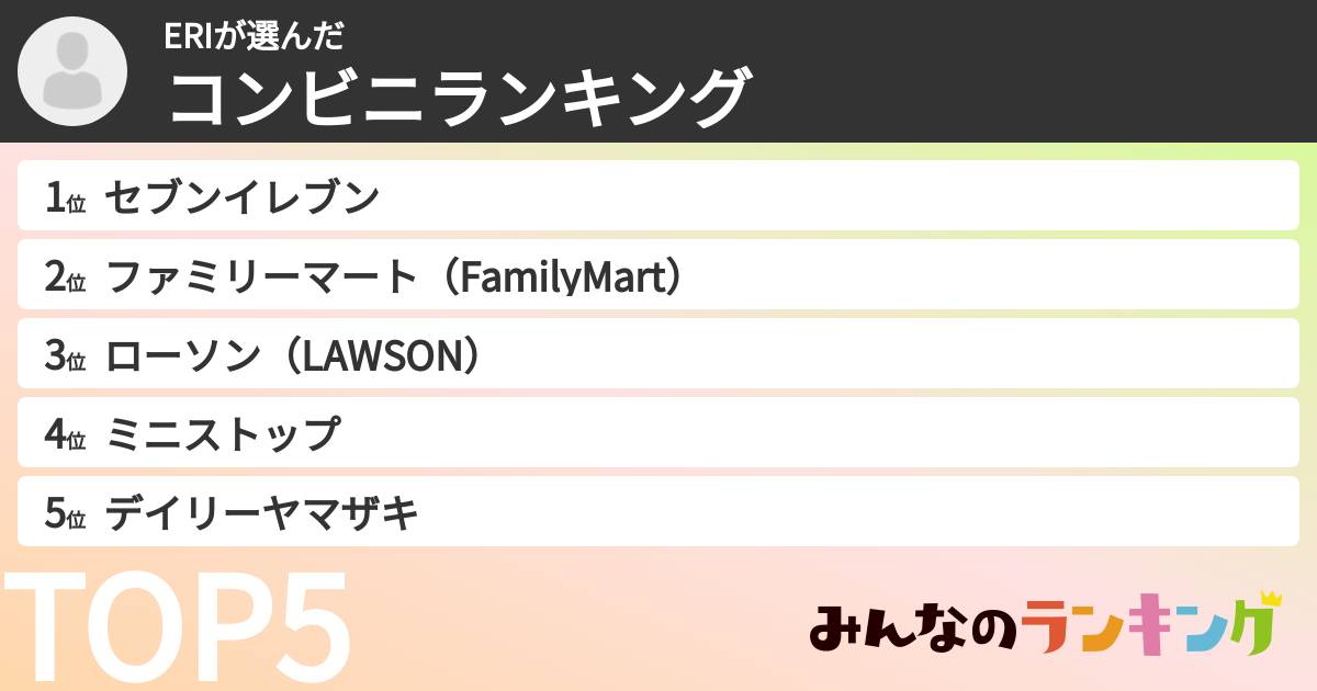 ERIさんの「コンビニランキング」