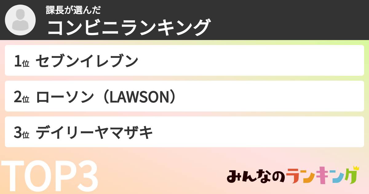 課長さんの「コンビニランキング」