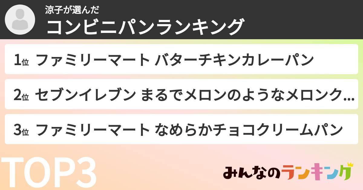 涼子さんの「コンビニパンランキング」
