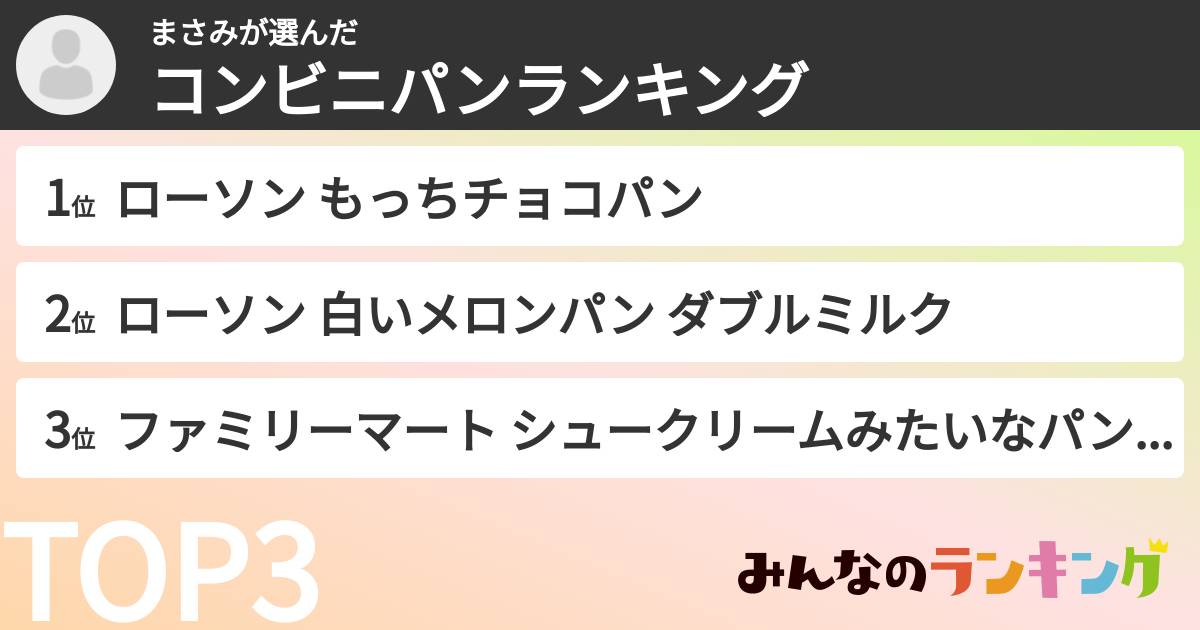まさみさんの「コンビニパンランキング」