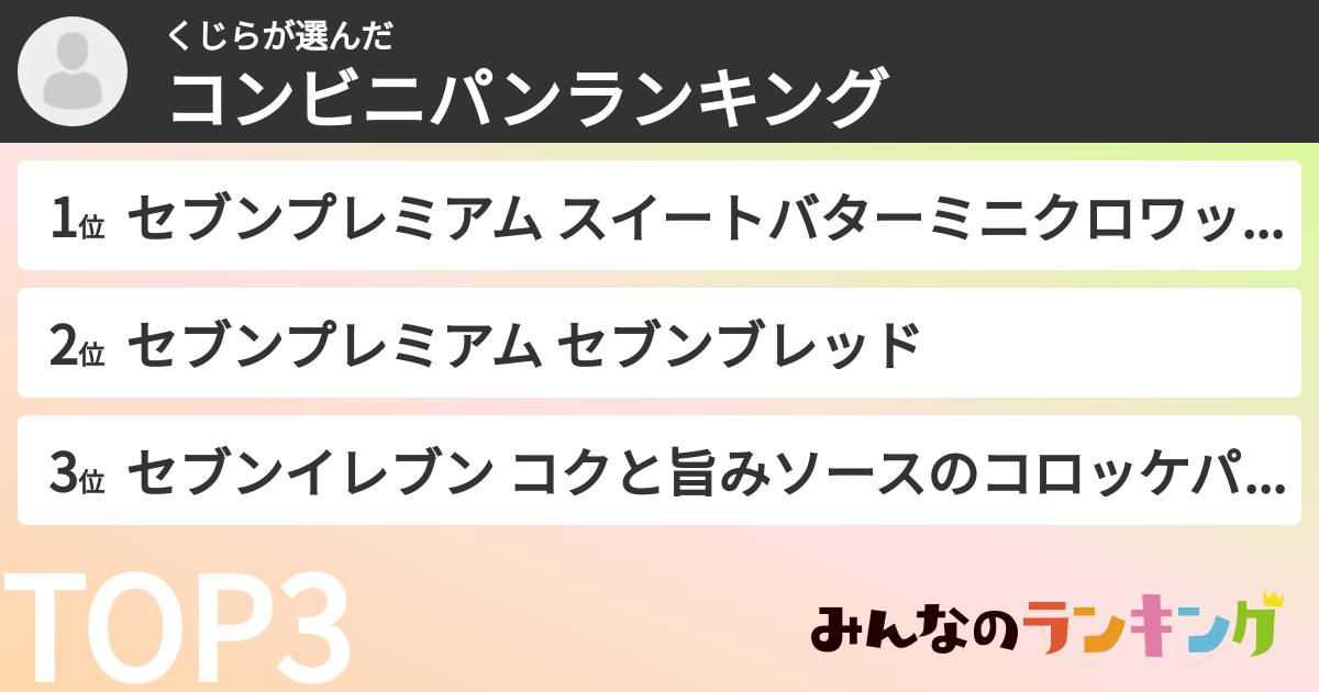 くじらさんの「コンビニパンランキング」