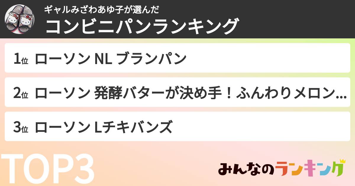 ギャルみざわあゆ子さんの「コンビニパンランキング」
