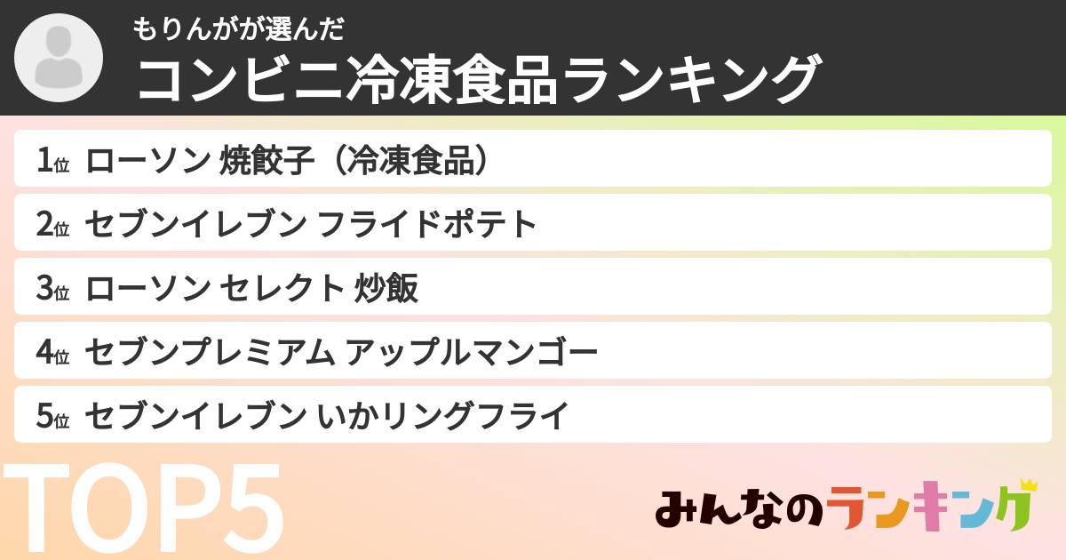 もりんがさんの「コンビニ冷凍食品ランキング」