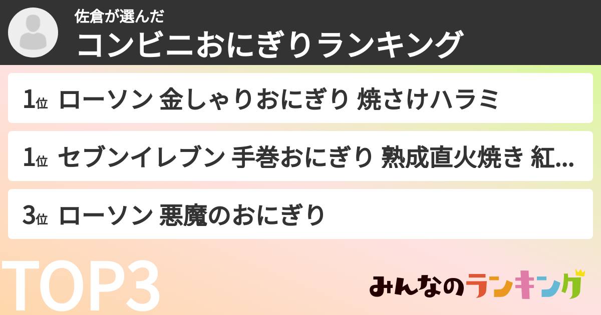 佐倉さんの「コンビニおにぎりランキング」
