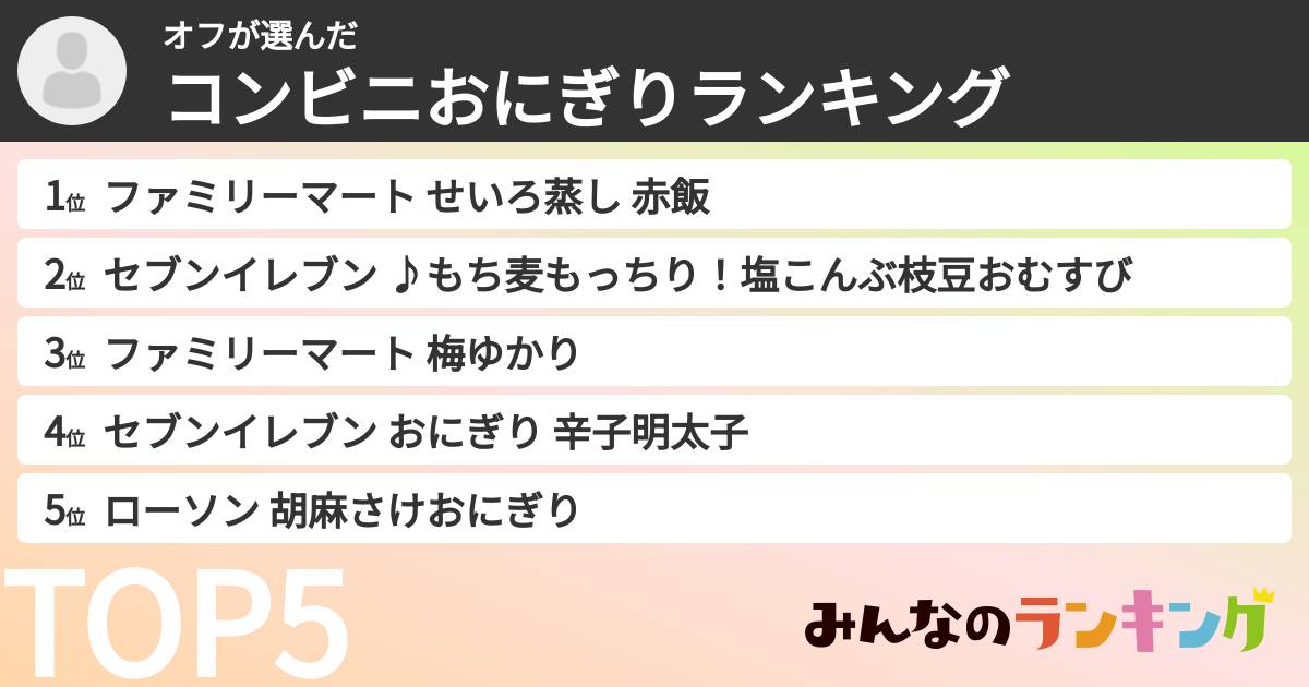 オフさんの「コンビニおにぎりランキング」