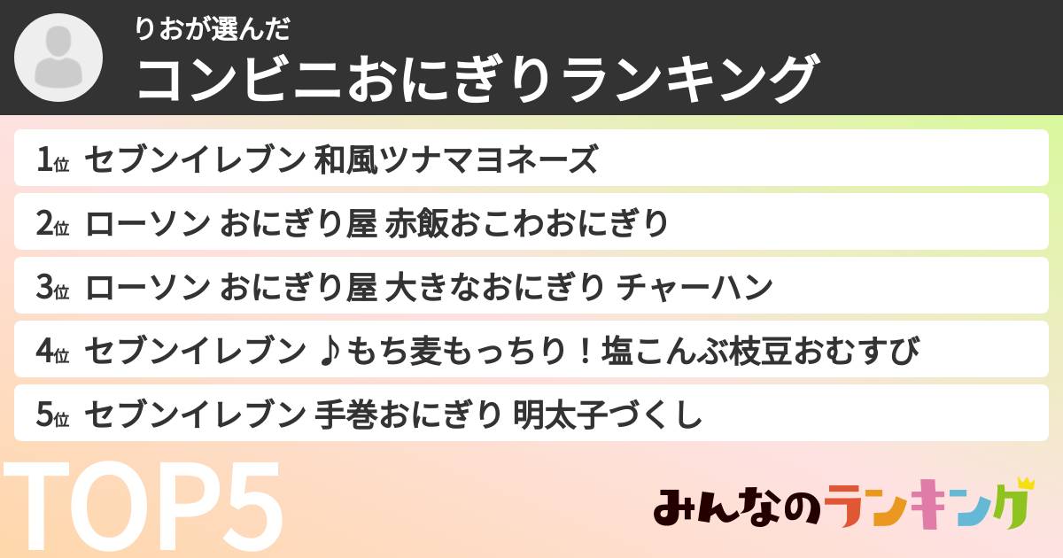 りおさんの「コンビニおにぎりランキング」