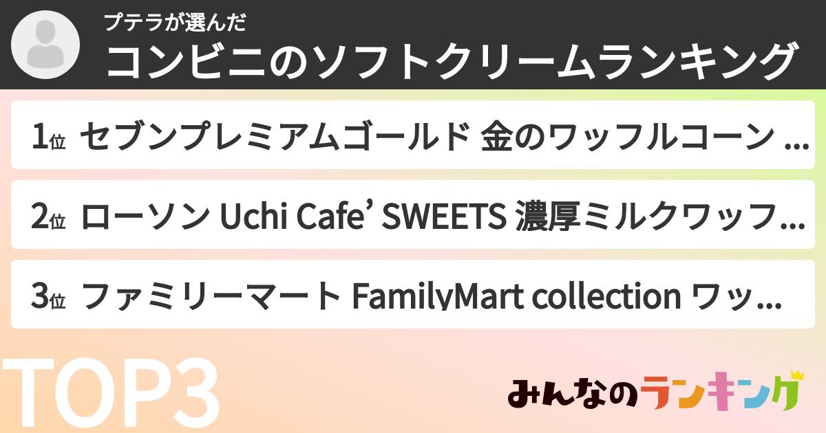 プテラさんの「コンビニのソフトクリームランキング」