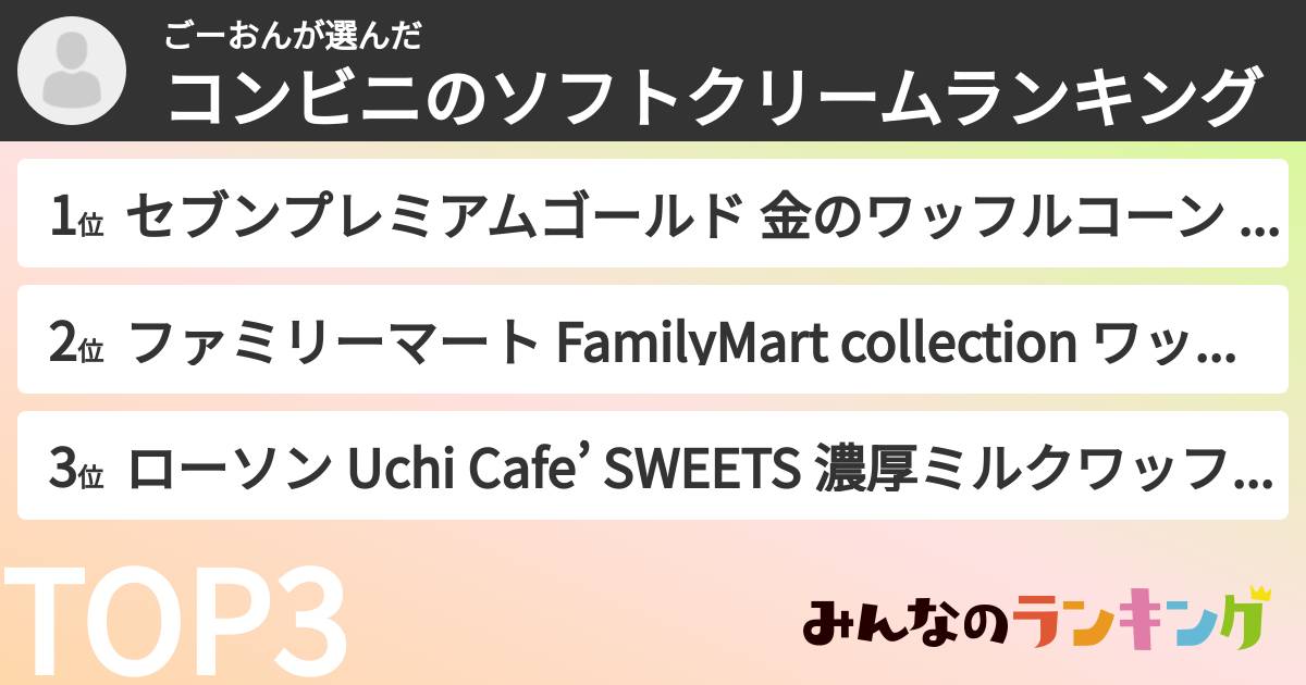 ごーおんさんの「コンビニのソフトクリームランキング」