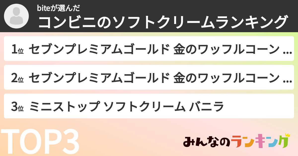 biteさんの「コンビニのソフトクリームランキング」