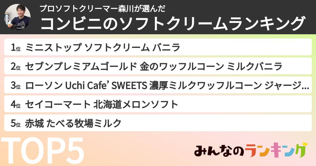 プロソフトクリーマー森川さんの「コンビニのソフトクリームランキング」