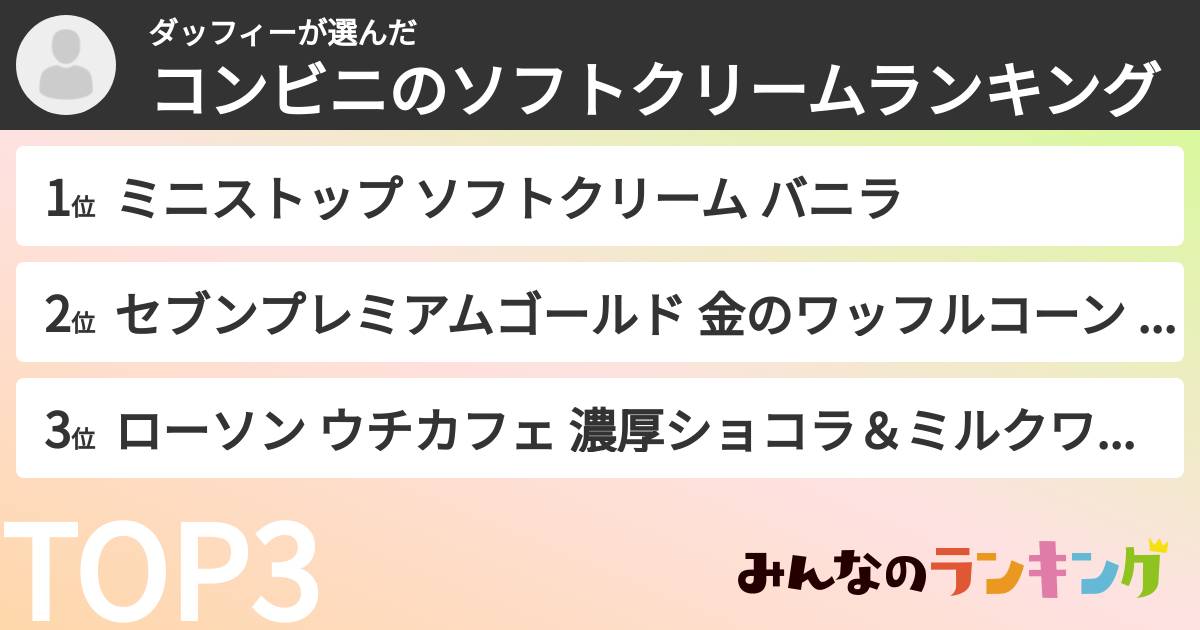ダッフィーさんの「コンビニのソフトクリームランキング」