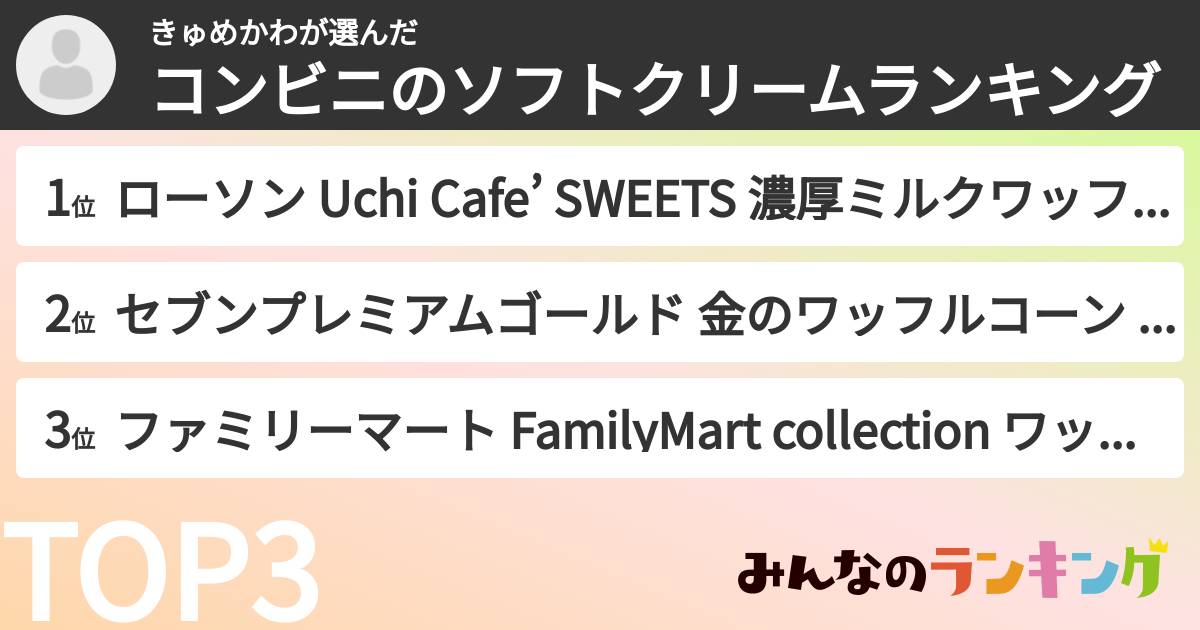 きゅめかわさんの「コンビニのソフトクリームランキング」
