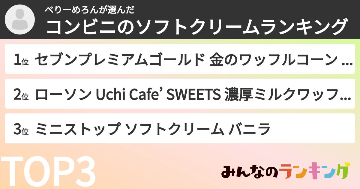 べりーめろんさんの「コンビニのソフトクリームランキング」