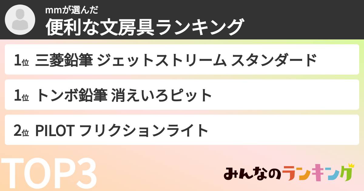 mmさんの「便利な文房具ランキング」