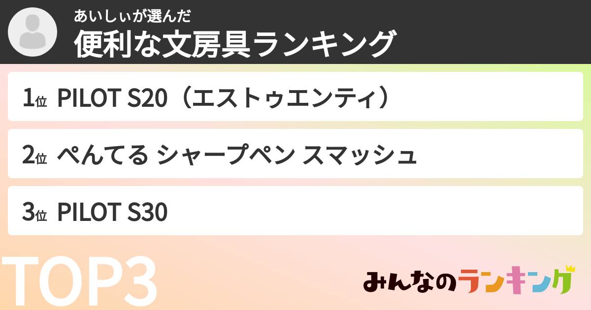 あいしぃさんの「便利な文房具ランキング」