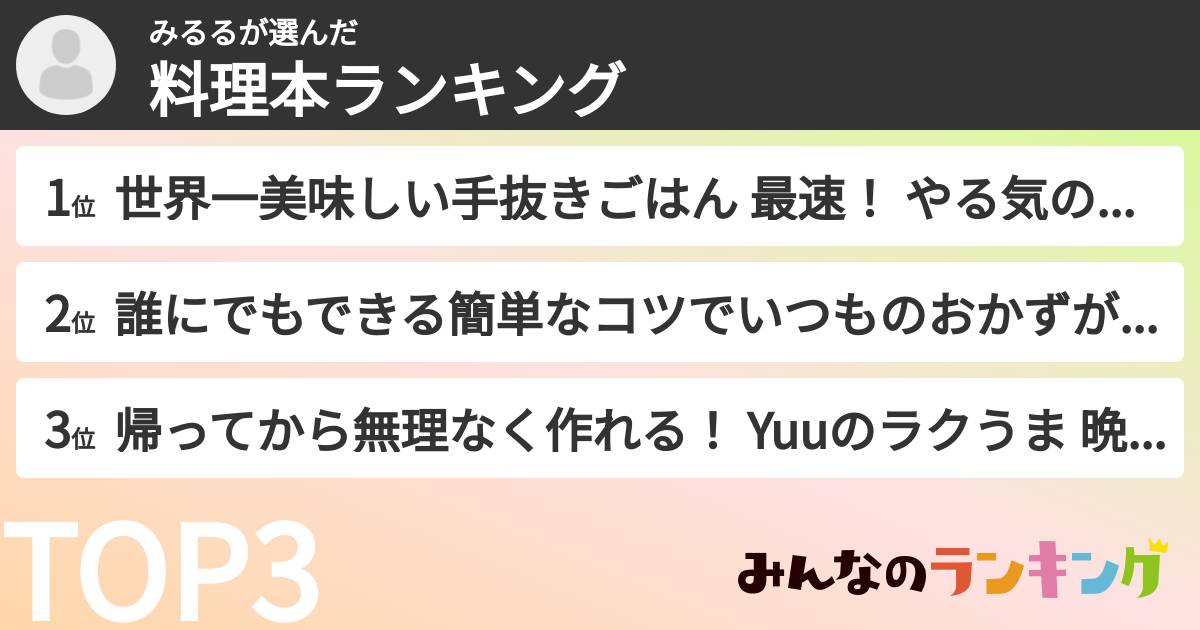 みるるさんの「料理本ランキング」