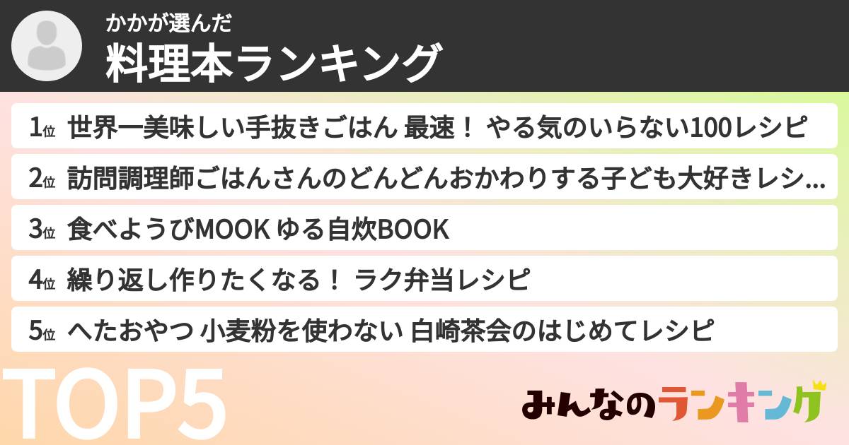かかさんの「料理本ランキング」