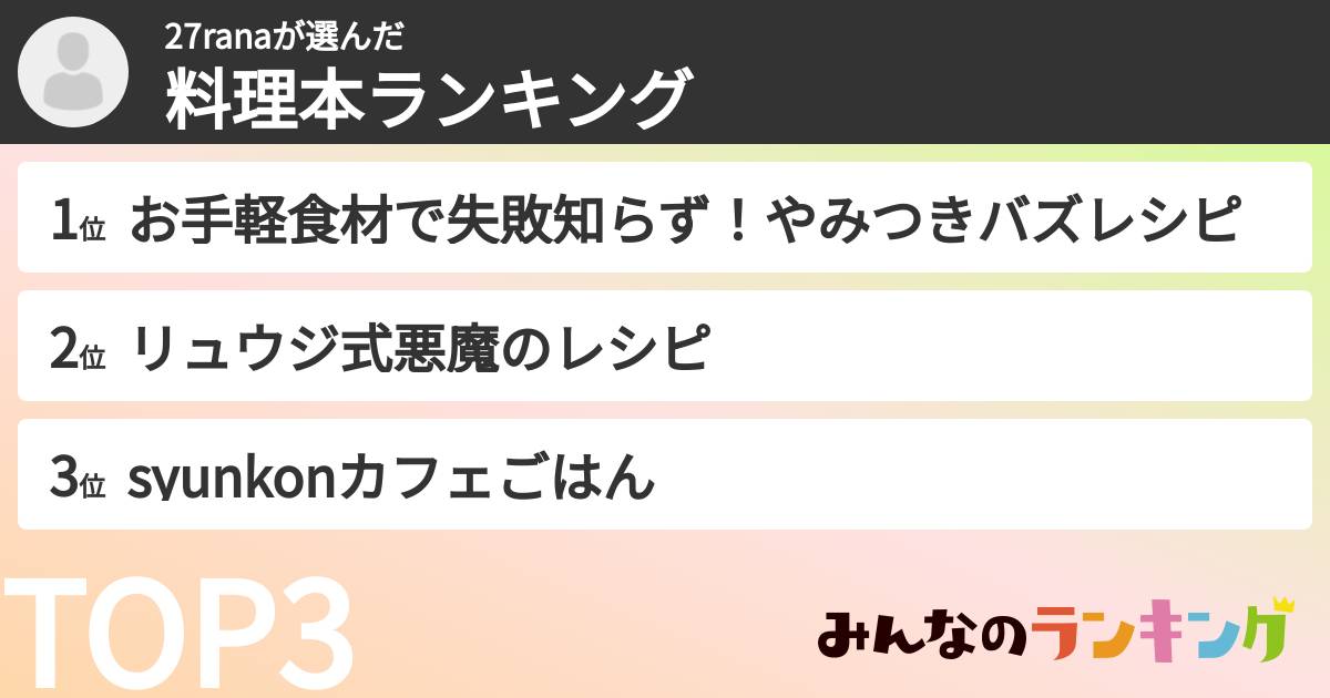 27ranaさんの「料理本ランキング」