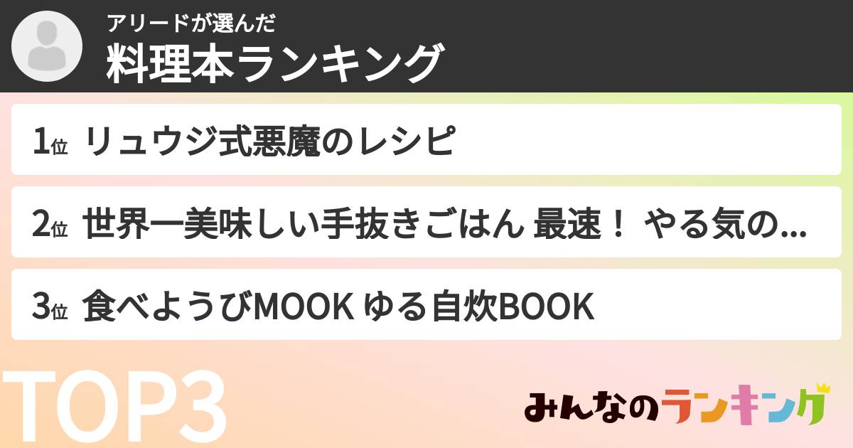 アリードさんの「料理本ランキング」