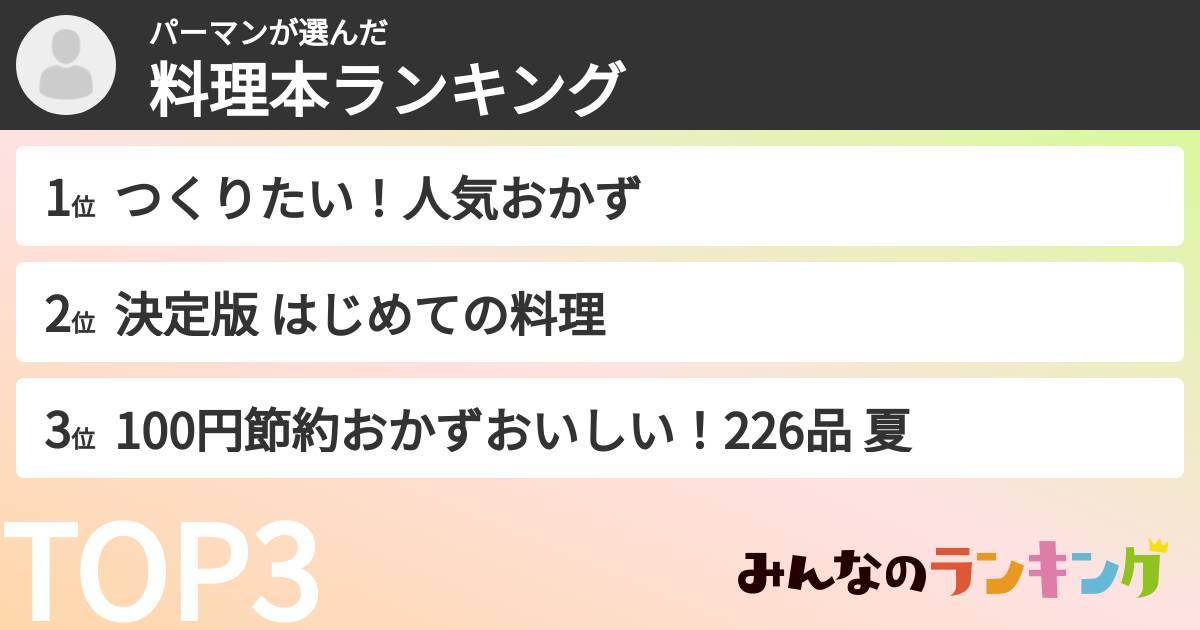 パーマンさんの「料理本ランキング」