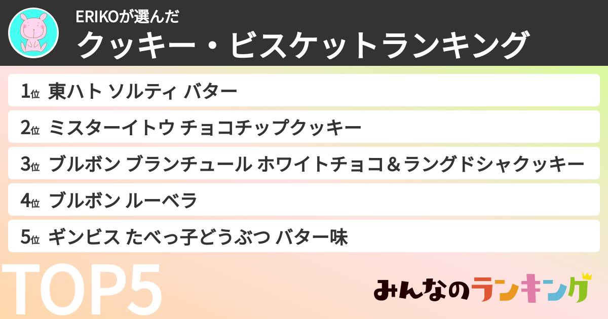 ERIKOさんの「クッキー・ビスケットランキング」