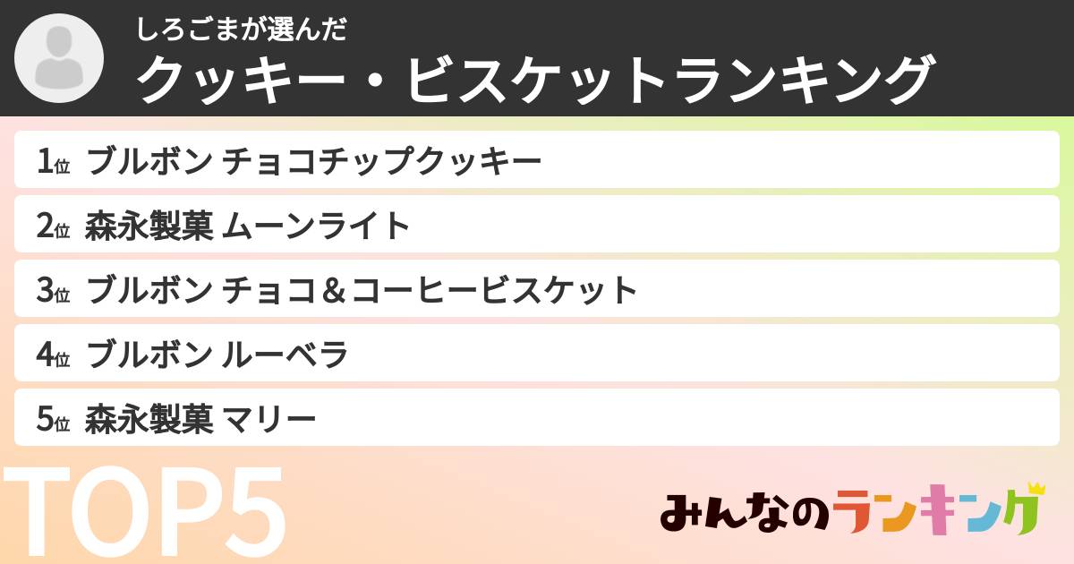 しろごまさんの「クッキー・ビスケットランキング」