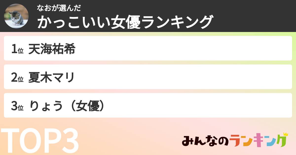 なおさんの「かっこいい女優ランキング」