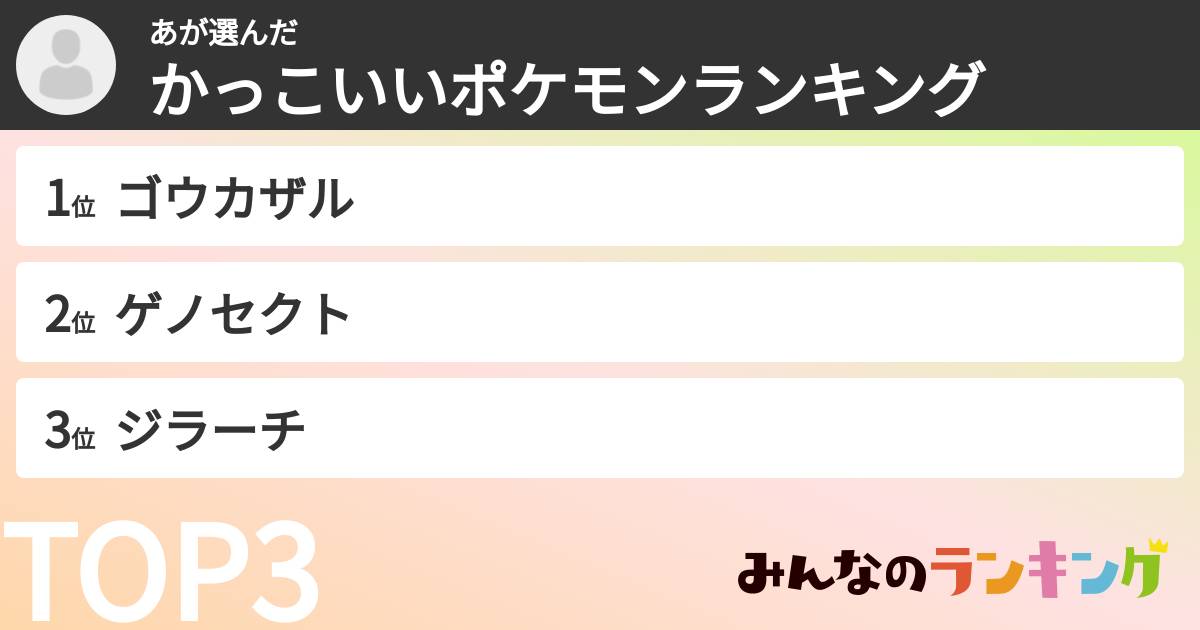 あさんの「かっこいいポケモンランキング」