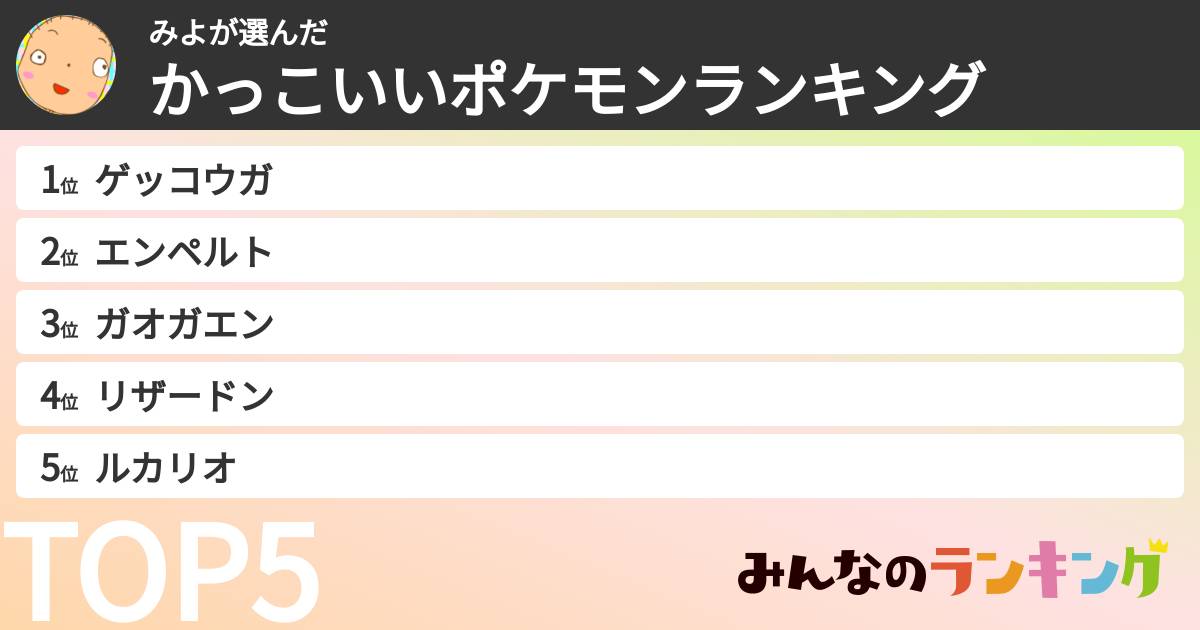 みよさんの「かっこいいポケモンランキング」