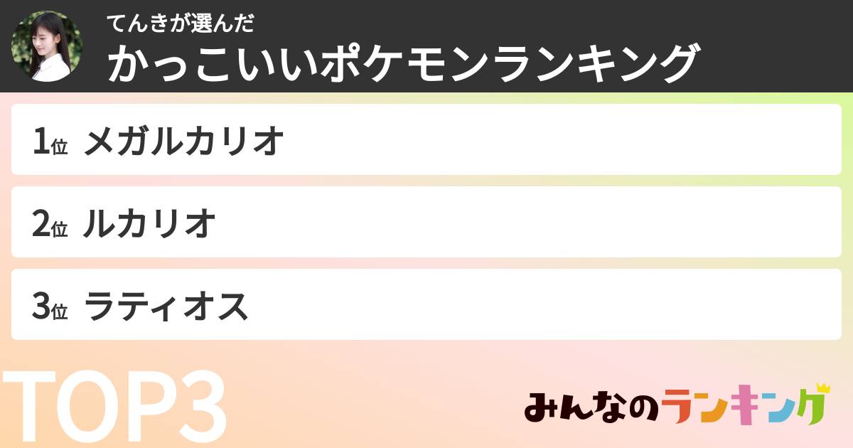 てんきさんの「かっこいいポケモンランキング」
