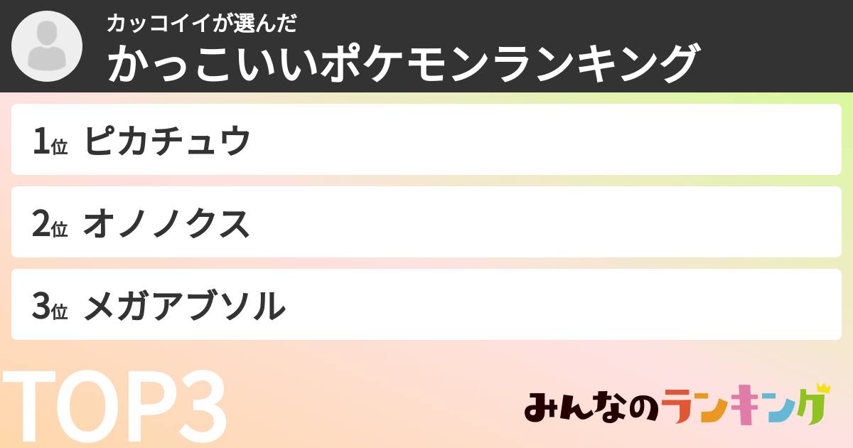 カッコイイさんの「かっこいいポケモンランキング」