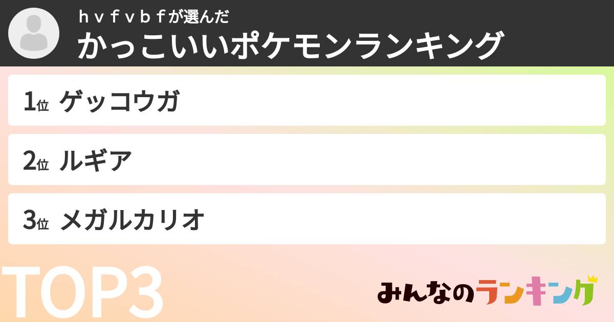 ｈｖｆｖｂｆさんの「かっこいいポケモンランキング」