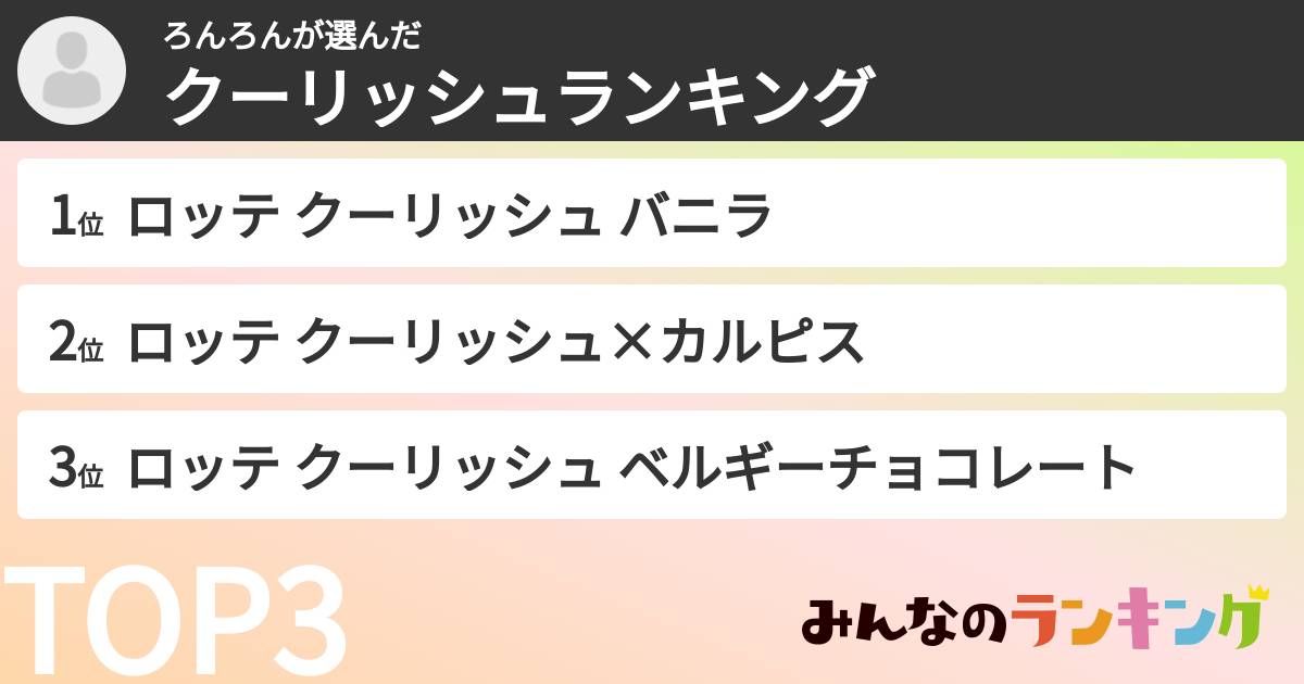 ろんろんさんの「クーリッシュランキング」