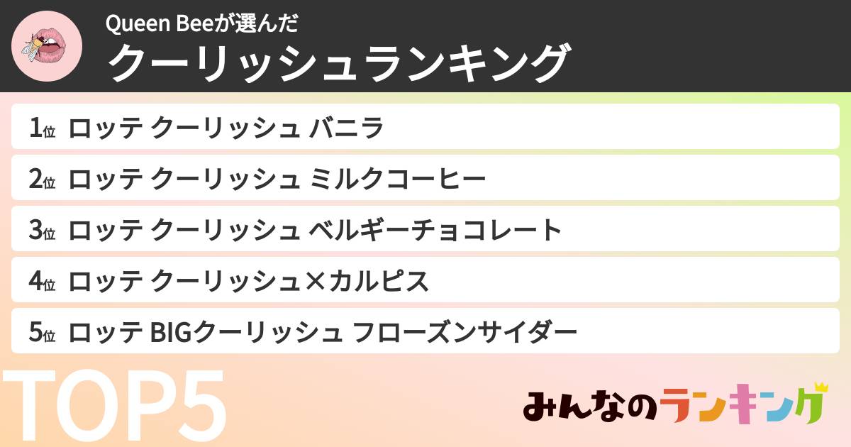 Queen Beeさんの「クーリッシュランキング」