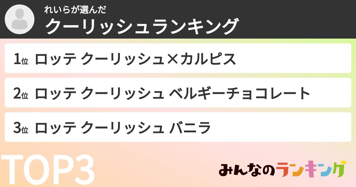 れいらさんの「クーリッシュランキング」