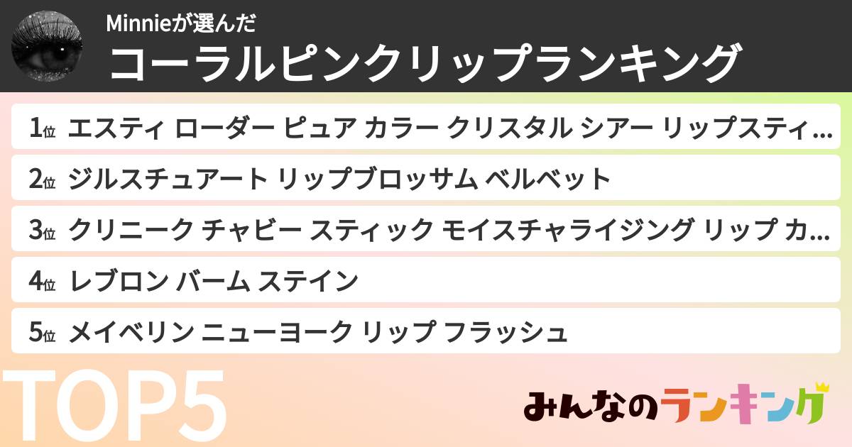 Minnieさんの「コーラルピンクリップランキング」