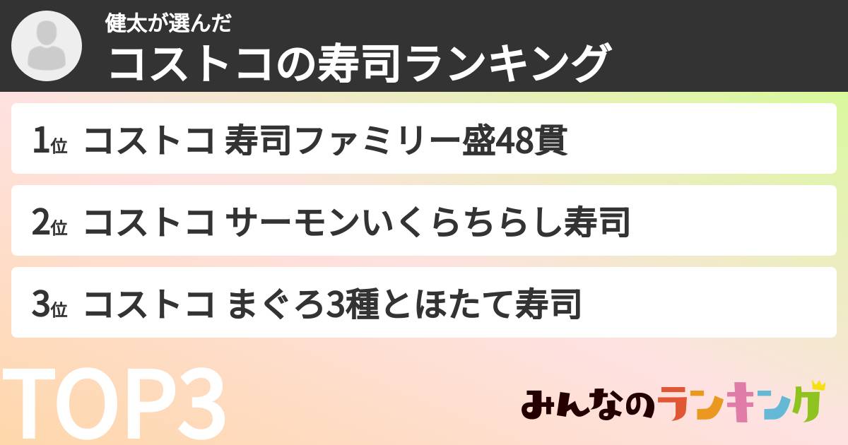 健太さんの「コストコの寿司ランキング」