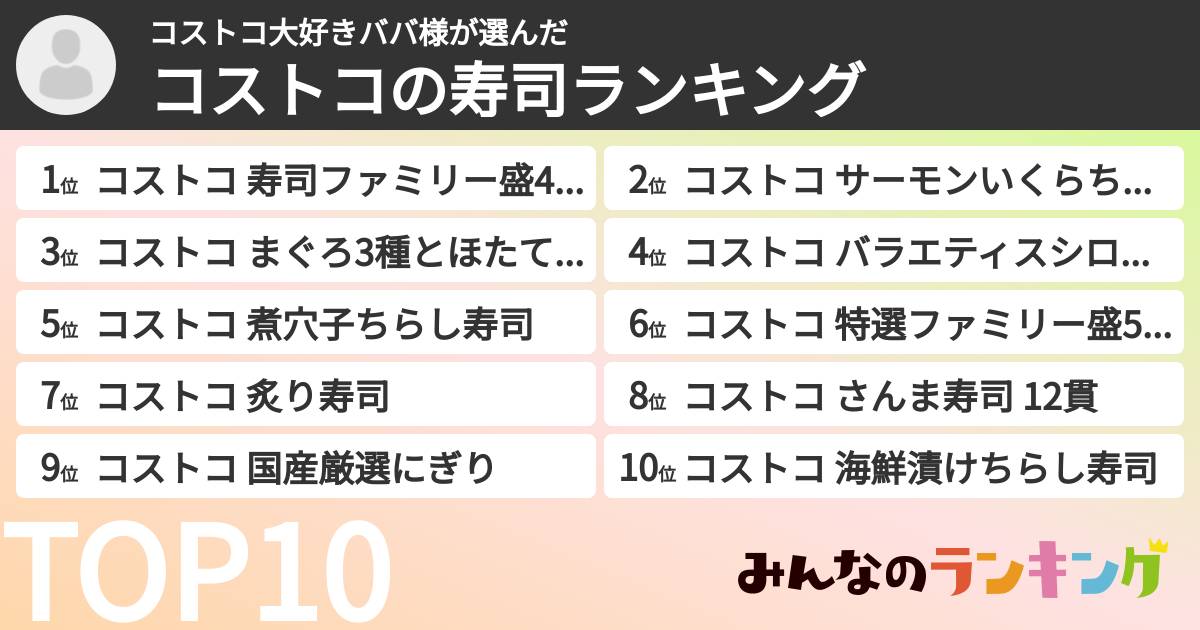 コストコ大好きババ様さんの「コストコの寿司ランキング」