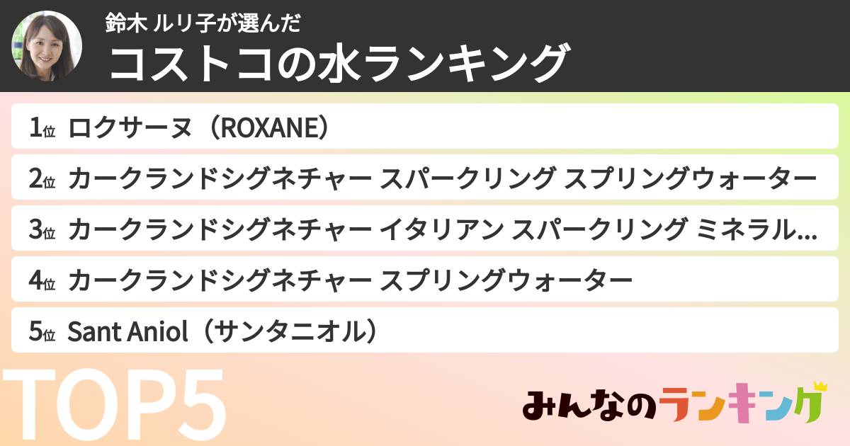 鈴木 ルリ子さんの「コストコの水ランキング」